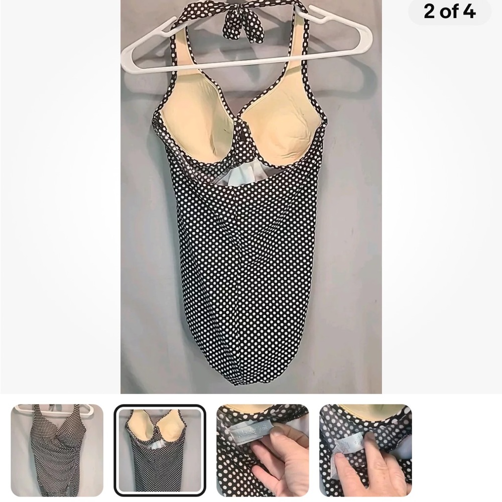 Miraclesuit Magicsuit Slimming black/white polka dot One Piece Swimsuit Size 10
